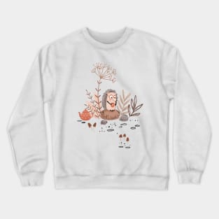 Cute Hedgehog drinking tea Crewneck Sweatshirt